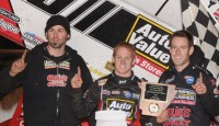 Sweet Sensation in Friday’s Short Track Nationals Qualifier! California native Brad Sweet made the most of his first visit to I-30 Speedway since 2006 by wiring the field in Friday night’s 25-lap preliminary feature at the 23rd Annual COMP Cams Short Track Nationals presented by Hoosier Tires.