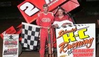 Blaney dominates Night #2 of Ohio Sprint Speedweek at KC Raceway After experiencing little
mechanical issues over the past few O'Reilly Auto Parts All Star Circuit of
Champion events, George Fisher went to work on his Ti22 Performance sprint
car. The result?