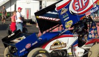 There were nearly a half-dozen drivers within striking distance of the lead eight laps into the World of Outlaws feature at Farmer City Raceway on Wednesday.
