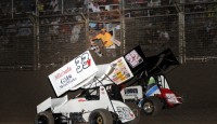 Henry Van Dam made the most of the ASCS Northwest’s final Oregon event of the season by racing from six rows deep to capture his second win of the season in Saturday night’s 30-lap feature at Cottage Grove Speedway.