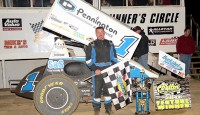  Chad Blonde and Doug Zimmerman hooked up in a battle to see who would end up winning the season championship night feature.