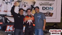 Former two-time Ocean Speedway Wingless track champion Ryan Bernal of Hollister scored a win for the hometown fans, winning the season opening USAC Western Classic Racing Series feature at Ocean on Friday night worth $2,000.  Bernal won the 30 lap feature aboard the #73 A&A Precision / King Racing Products car after a wild duel with Loomis' Kyle Hirst throughout much of the race.
