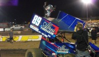 ...Kyle Larson wins USAC West Coast 360 Sprint Car feature.