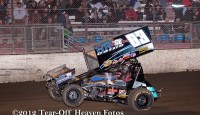 Tim Kaeding won the Golden State King of the West sprint car series feature Saturday night at Antioch Speedway.