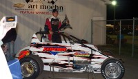 Seventeen cars were pushed off for the start. Toledo veteran Jimmy McCune in his yellow No. 88 took the lead early as Steve Smith, Gary Sherman and rookie Trevor Berry all chased after him.
