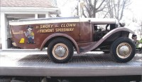 Fremont Speedway Hall of Fame adds Smokey the Clown vehicles to collection The Fremont Speedway Historic Club – thanks to the family of Phil Huss aka Smokey the Clown – has added to its collection, the 1931 Model A Ford “Leapin’ Lenna and the 1947 Crosley. These cars will be used for special occasions at Fremont Speedway and local parades, etc. The family of Phil Huss has also donated many items of Smokey’s to be displayed in the hall of fame.