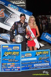 Daryn Pittman in victory lane after winning the Front Row Challenge at Southern Iowa Speedway. - Mike Campbell / campbellphoto.com