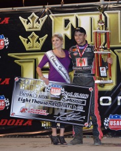 Bryan Clauson in victory lane at the 4-Crown Nationals.   - Bill Miller Photo