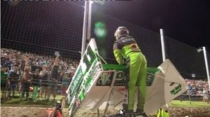 Peter Murphy celebrates his victory in the New Zealand sprint car championship. - Image courtesy of Western Springs Speedway