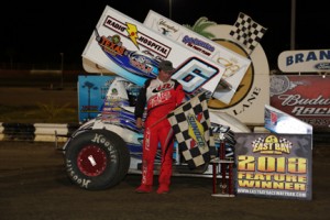 Tim Shaffer won Thrusday night's opening feature for the 2013 East Bay Winter Nationals. - Kenetic Photo