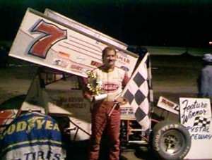 Kevin Huntley in victory lane at Crystal Motor Speedway after winning the All Star Circuit of Champions feature. - T.J. Buffenbarger Photo