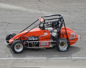Spencer Bayston won the 30 lap USSA Kenyon Midget feature event at the Anderson Speedway on April 14, 2013. - Bill Miller Photo