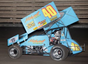Clint Garner cruises to the first 360 feature win of the season at Knoxville Raceway in Knoxville, Iowa on 27 April 2013. - Serena Dalhamer photo