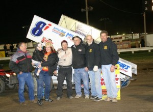 John Ivy with his 305 team after the first of his two feature victories at Fremont Speedway on Saturday. - Image courtesy of Fremont Speedway