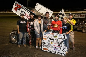 Chance Morton and family in victory lane / Mike Spivey Photo