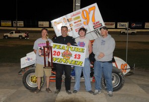 Brian Herbert and crew in victory lane at Dodge City Raceway Park. - TWC Photo