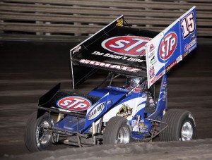 Donny Schatz battled early but cruised to victory in the World of Outlaws Sprint feature at Knoxville Raceway on 11 May 2013. - Serena Dalhamer photo