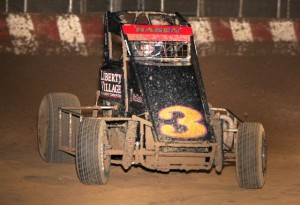 Darren Hagen slides through turn 1 at Angell Park Speedway on 19 May 2013. (Serena Dalhamer photo)