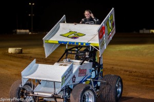 Harli White in victory lane at Lawton. - Mike Spivey Photo