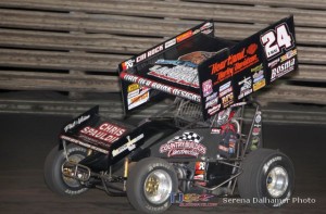 Terry McCarl won a thrilling 410 feature at Knoxville Raceway on 8 June 2013. (Serena Dalhamer photo)