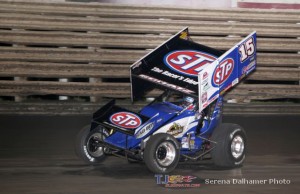 Donny Schatz took the World of Outlaws feature win at Knoxville Raceway on 15 June 2013. (Serena Dalhamer photo)