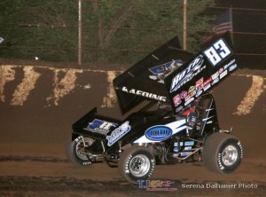 Tim Keading won the World of Outlaws sprint car feature at LaSalle Speedway on 28 June 2013. (Serena Dalhamer photo)