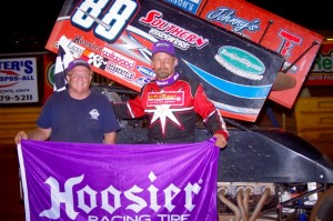 Tim Crawley made his 2nd visit of the 2013 season to the www.rockauto.com USCS victory lane at Lavonia Speedway on Friday night. (Chris Seelman photo)