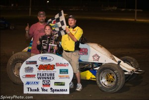 Harli White and father Charlie celebrate win #5. - Mike Spivey Photo
