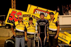 Jack Dover and crew in Hutch Nationals victory lane. - Mary Gregory Photo