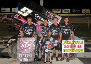 Daryn Pittman picked up World of Outlaws Sprint Car victory honors in Saturday night's 30-lap Boot Hill Showdown finale atop the 3/8-mile Dodge City Raceway Park clay oval in southwest Kansas. (TWC Photos) 