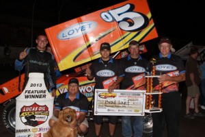 Brad Loyet picked up his second victory of 2013 with the Lucas Oil ASCS presented by MAVTV American Real, taking the win on Saturday, July 27, 2013 at the Willamette Speedway in Lebanon, Ore. (ASCS / Bryan Hulbert)