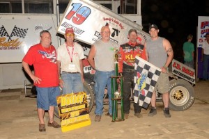 Doug Zimmeran and crew in victory lane at Butler Motor Speedway. - Tom Willavize Photo