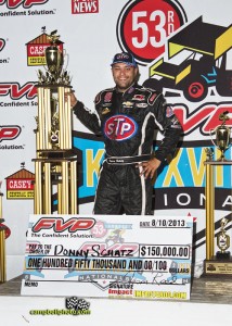Donny Schatz in victory lane after winning the 2013 FVP Knoxville Nationals. - Mike Campbell Photo