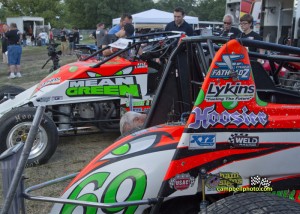 Brady Bacon and Kyle Larson's Hoffman Auto Racing Cars ready to roll. - Mike Campbell Photo