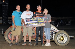 Sapulpa, Oklahoma's Danny Smith defended his home turf versus the invading USAC Southwest Sprint Car forces by winning Wednesday night's Inaugural Freedom Tour opener atop the 1/4-mile Creek County Speedway clay oval.- Lonnie Wheatley photo