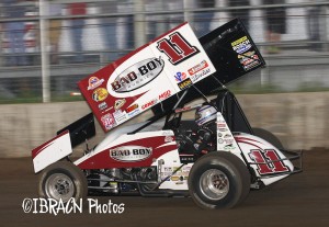 Steve Kinser wins the WoO feature at Junction Motor Speedway in McCool Junction, NE on Tuesday night.  - Brad Brown / IBRACN.com Photo