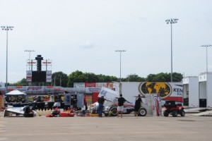 The Pollock team unloading the car for Bryan Clauson to drive tonight at Knoxville Raceway. - T.J. Buffenbarger Photo