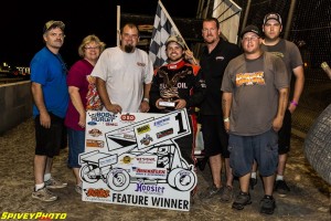 Andrew Deal and crew in victory lane / MIke Spivey Photo
