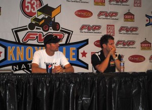Daryn Pittman and Brian Brown taking questions from the media on Thursday in the Dyer-Hudson hall at the Marion County Fairgrounds. - T.J. Buffenbarger Photo