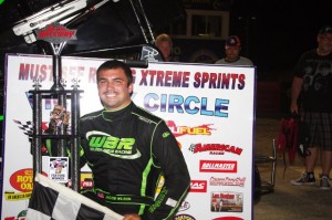 Must See Racing Xtreme Sprint Series feature winner Jacob Wilson after his victory at Berlin Raceway in Marne, MI. Chris Seelman/Must See Racing Photo