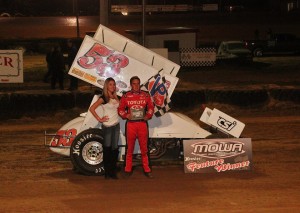Christopher Bell in victory lane at Spoon River Speedway. - MOWA Photo