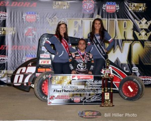 Rico Abreu in victory lane at Eldora Speedway. - Bill Miller Photo