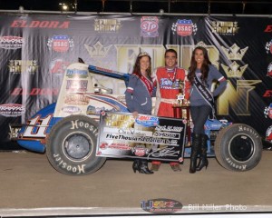 Chris Windom following his sprint car victory at the 4-Crown Nationals. - Bill Miller Photo