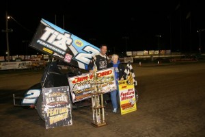 Dale Blaney in victory lane after winning the Jim Ford Classic. - Image courtesy of Fremont Speedway