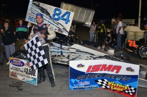 Mike Lichty in victory lane at Oswego Speedway. - Image courtesy of ISMA