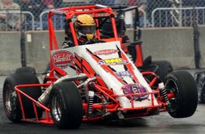 Hard-charging Dave Darland will return to the “Rumble in Fort Wayne” after a year’s absence, driving for National Midget Hall of Famers Mel and Don Kenyon. Darland won at the Memorial Coliseum Expo Center in 2004 and 2010. The 16th annual indoor event is Dec. 27-28./Photo by Todd Ridgeway