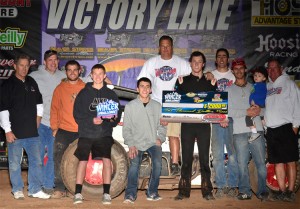 Colby Copeland became the third different winner in four rounds of USAC Southwest vs. USAC West Coast Sprint Car action at Canyon Speedway Park's Winter Challenge by winning Thursday night's feature event.  (Rob Hargraves photo)