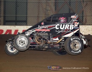 Bryan Clauson wheels up on his way to victory at the Chili Bowl Nationals. - Serena Dalhamer Photo