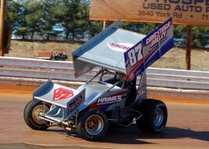 Alan Krimes in action during the 2014 ‘Icebreaker’ at Lincoln Speedway - Rick Rarer / Sprintcarnews.com Photo