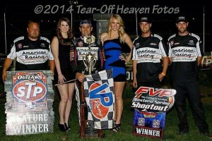 Kerry Madsen and the Keneric Racing team in victory lane at the Stockton Dirt Track. - Steve Lafond / Tear Off Heaven Fotos